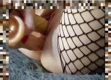 masturbieren, muschi, dilettant, anal-sex, spielzeug, doppelklicken, fest-tight, nette, dildo, allein