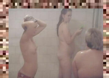 Spicy babe in taking a shower in the voyeur clip