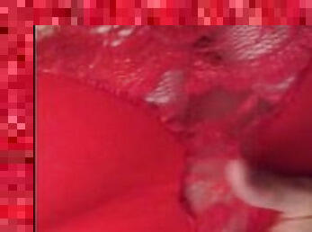 Red lace nipple play