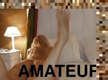 Amateur blonde mature wife enjoys posing naked and body worship