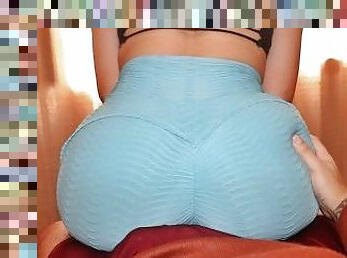 Hot Assjob Lap Dance in My New Blue Scrunch Butt Leggings