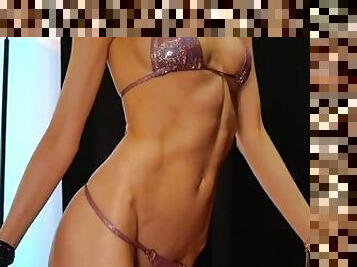 Abs worship in shiny bikini PREVIEW abdominals muscle fetish worship skinny mistress goddess padrona