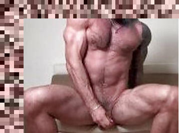 The hunk shows off his biceps and ripped abs and then jerks off until cum drips from his dick