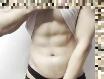 asiatisk, gay, ung18, muskulös, twink, string, underkläder-underwear