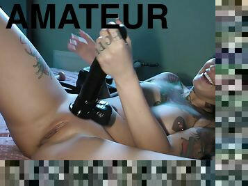 Hot Tattoo Babe Adel Asanty Sexy Striptease Then Masturbating Big Dildos
