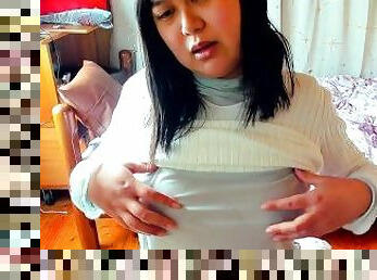 asiatique, gros-nichons, masturbation, mamelons, orgasme, amateur, japonais, belle-femme-ronde, joufflue, gros-seins