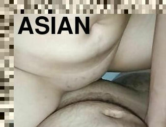 asiatisk, storatuttar, tonåring, creampie, pov, filipinsk, små-bröst