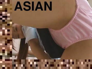 Amazing asian vixen in silky pink panties