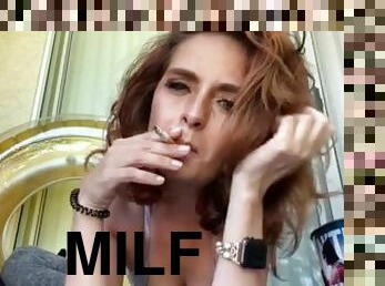 public, milf, fétiche, fumer, clignotant