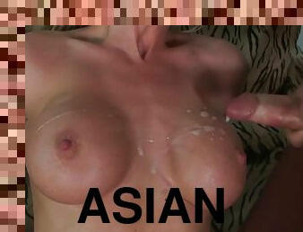 asiatisk, storatuttar, avsugning, gigantisk-kuk, hardcore, deepthroat, slyna, sprut, blond, oral