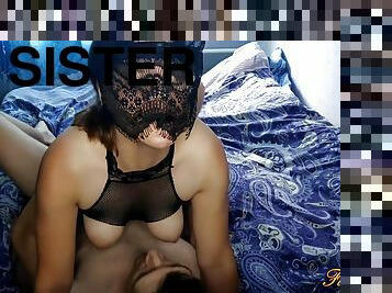 Stepsister In Sexy Mesh Fucks Hard -- Russian Homemade Funny Kitty