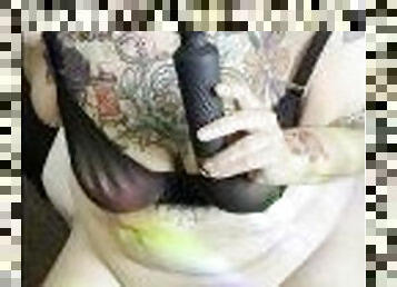 röv, masturbation, orgasm, kvinnligt-sprut, amatör, leksak, latinska, bbw, knubbig, trosor