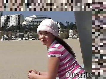 Sweet Teen Little April Beach Walk and Relax