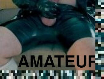 amateur, énorme-bite, gay, fétiche, latex, solo, bottes, tatouage, bite, masque