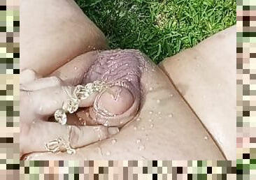 fat flaccid pissing outside naked