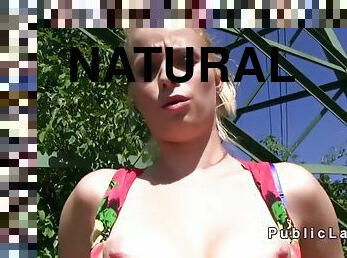 tetas-grandes, público, follando, natural, pechugona, checa