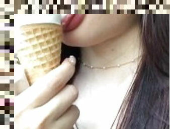 Sexy ice cream blowjob - Licking ice cream on a hot day
