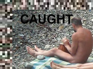 Nude babes at the beach caught on cam
