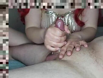 Hot wife gives daddy a hanjob and a happy ending he won't forget