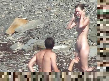 nudist, im-freien, öffentliche, muschi, babe, kam, strand, voyeur, natürliche, rasiert