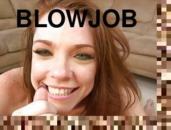 Redhead Hottie Dreams About Cum Load - Kassondra Raine gives POV handjob, blowjob and footjob