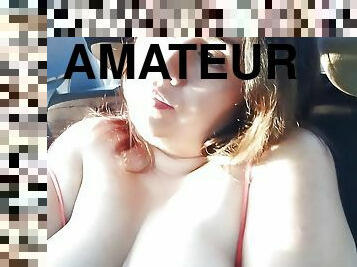 BBW tits and cleavage in the taxi