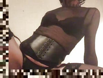 énorme, masturbation, transsexuelle, amateur, anal, jouet, black, bas, lingerie, gode