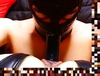 Riding Dildo Face Mask with a Wet Pussy and Swollen Clit