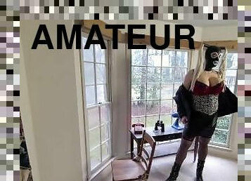 Giant fake tits crossdresser BTS photoshoot peeping tom