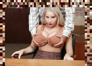 Perv Principal - Slutty Milf With Massive Tits Robbin Banx Gets Her Cunt Drilled On Principal's Desk