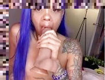 Petite Lightskin SQUIRTS on huge dildo toy OF: tiffanylannette