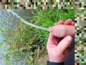 FORESKIN  piss ???? to the river ????. Public male PEE