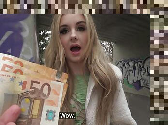 Blond Hair Girl Brit Banged In Public for Money