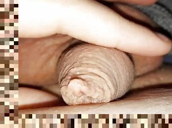 Close up on my small dick, playing with micro penis, Who wanna try?