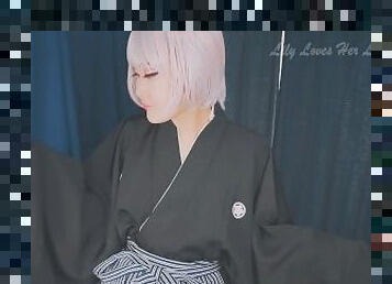 Lily in Kimono and Purple Tabi Socks Masturbating