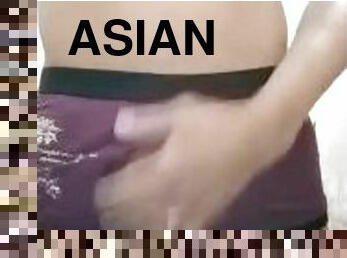 asiatisk, pappa, masturbation, amatör, mörkhyad, gigantisk-kuk, avrunkning, ensam, farsan, kuk