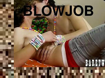Candy loving twinks Colby Klein and Zack Love enjoy naked sex
