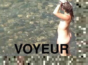 nudiste, en-plein-air, cam, plage, voyeur, caché