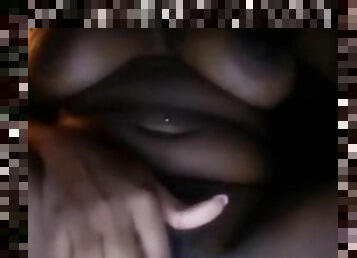Black Girl With Great Tits Rubs Pussy Till She