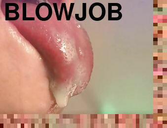 SO SLOPPY BLOWJOB ASMR Extreme CLOSE UP CUMSHOT CUM in MOUTH Hot Girl Moans