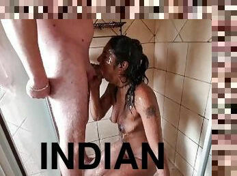 banhos, amador, chupanços, pénis-grande, interracial, caseiro, punheta, indiano, chuveiro, morena