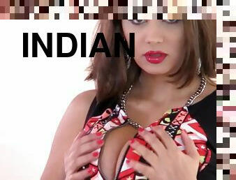 gros-nichons, indien, solo, brunette