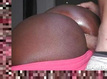 Bubble ebony butt analed deep by a big white cock
