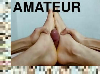 masturbation, amatör, cumshot, gigantisk-kuk, hemmagjord, fötter, pov, fetisch, ensam, footrunk