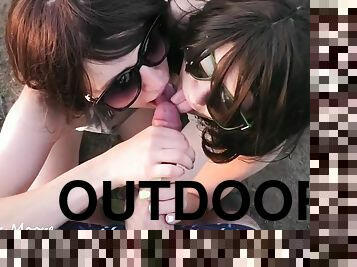 Outdoor Blowjob, Cumshot On Tongue, Cum Kissing