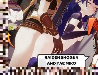 Genshin Fucked :O Raiden Shogun x Yae Miko  HENTAI