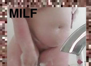 röv, bad, amatör, milf, bbw, ensam, tatuering, retande