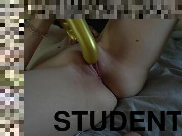 22 Year Old Student Masturbates Alone At Home Because Her Boyfriend Is Working All Day