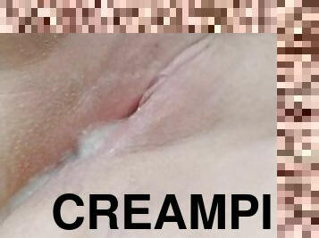 muschi, ehefrau, dilettant, babe, beule-schuss, creampie, paar, schlampe, beule, fetisch