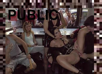 Euro babe gets facials in public bar